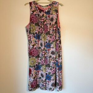 LOFT Pink Floral Sleeveless Shift Dress, Size XL